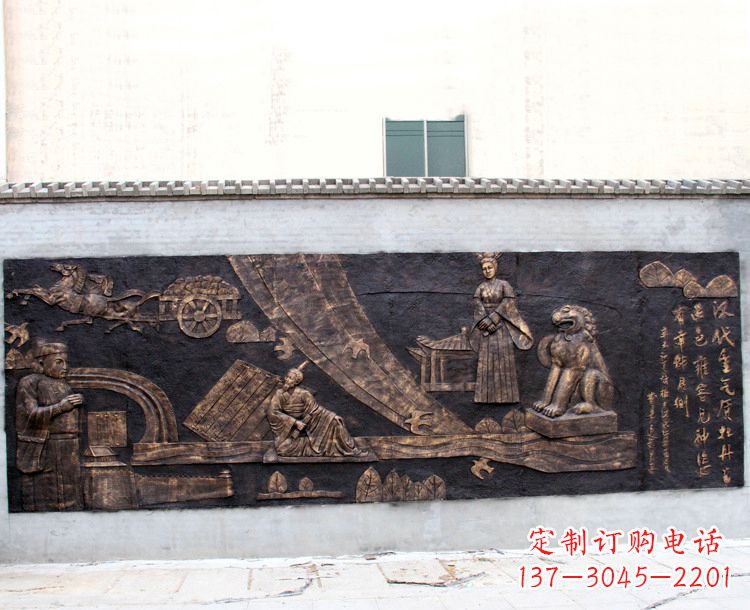 宁夏“汉代重气质，牡丹留正色”中国传统文化浮雕壁画，玻璃钢仿铜园林墙壁装饰壁画