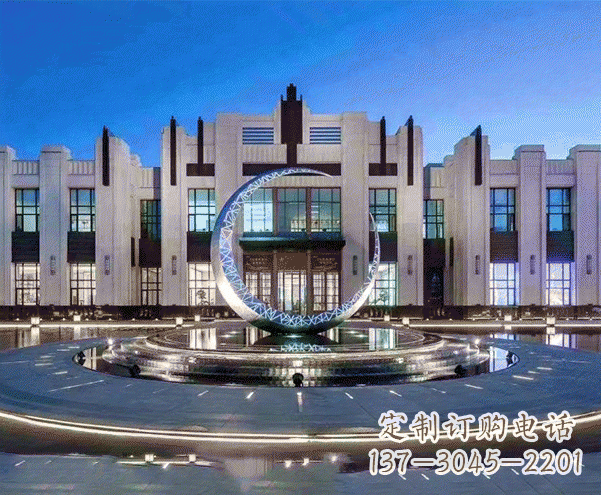 宁夏城市不锈钢月亮摆件雕塑