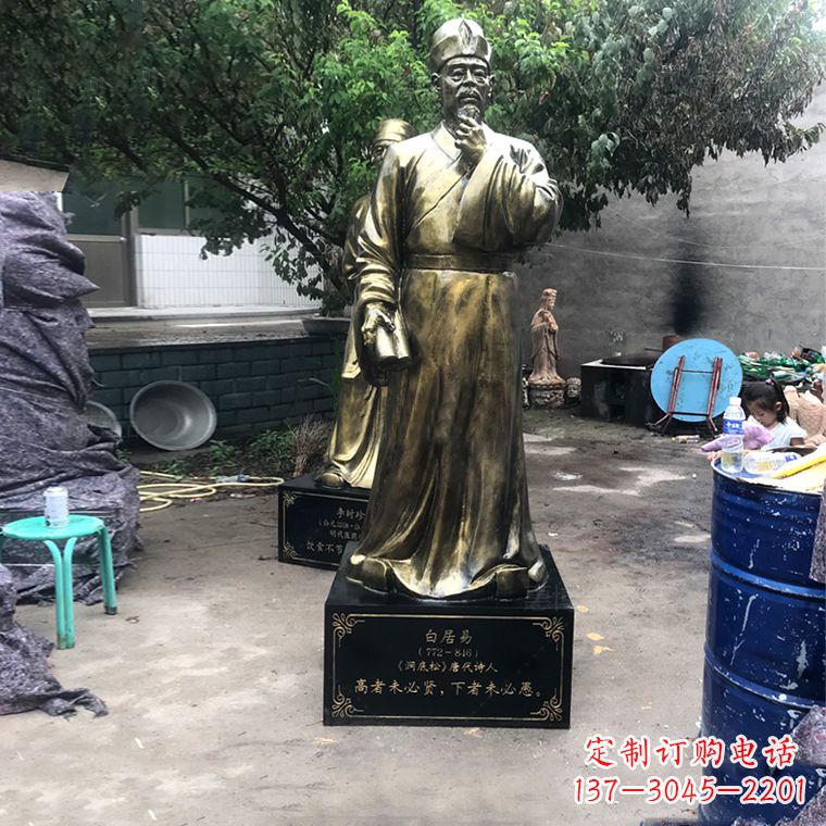 宁夏白居易仿铜雕像经典中国古代诗人的艺术再现