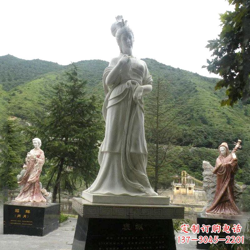 宁夏褒姒雕塑-大理石石雕美女中国古代美女塑像