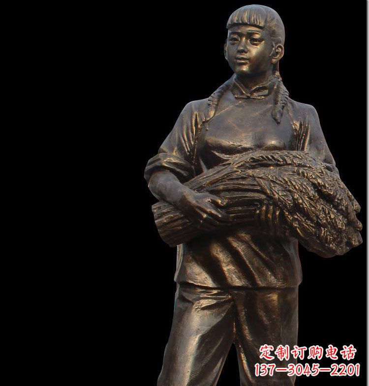 宁夏“农耕抒情”女子铜雕
