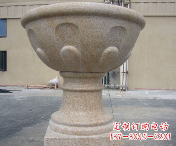宁夏别墅景观大理石花盆石雕 (3)