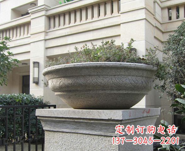 宁夏别墅景观大理石花盆石雕 (5)