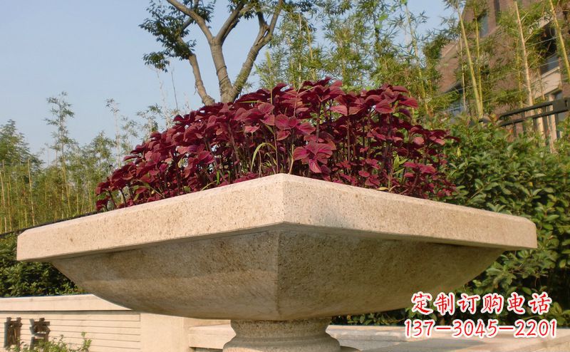 宁夏别墅景观大理石花盆石雕_1