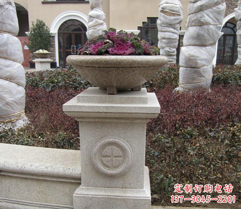 宁夏别墅景观大理石花盆石雕_2