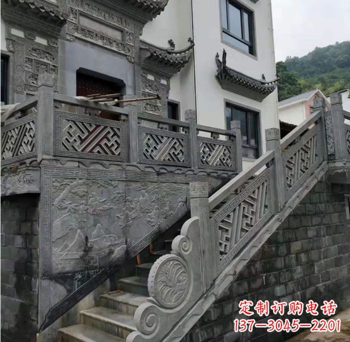 宁夏别墅景观仿古石雕栏板_2