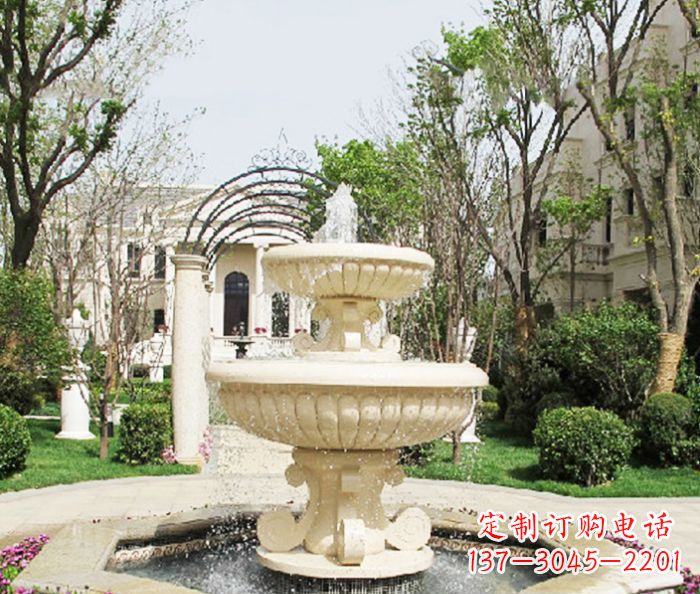 宁夏别墅景观汉白玉喷泉石雕 (3)