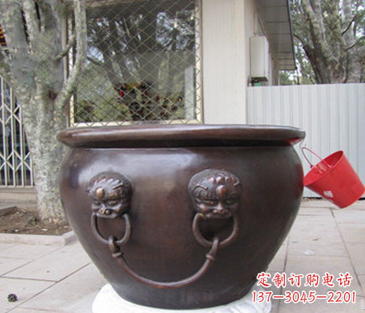 宁夏招财进宝水缸铜雕塑摆件