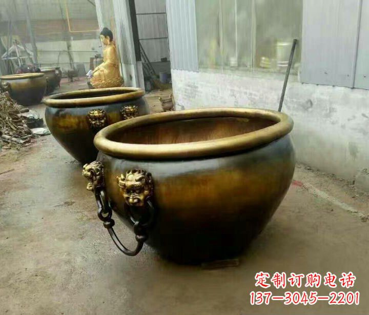宁夏精致的铜制家居摆件——水缸铜雕塑