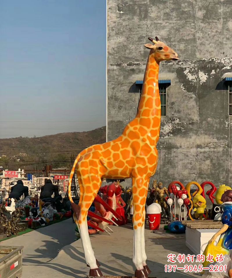 宁夏玻璃刚彩绘长颈鹿艺术雕塑