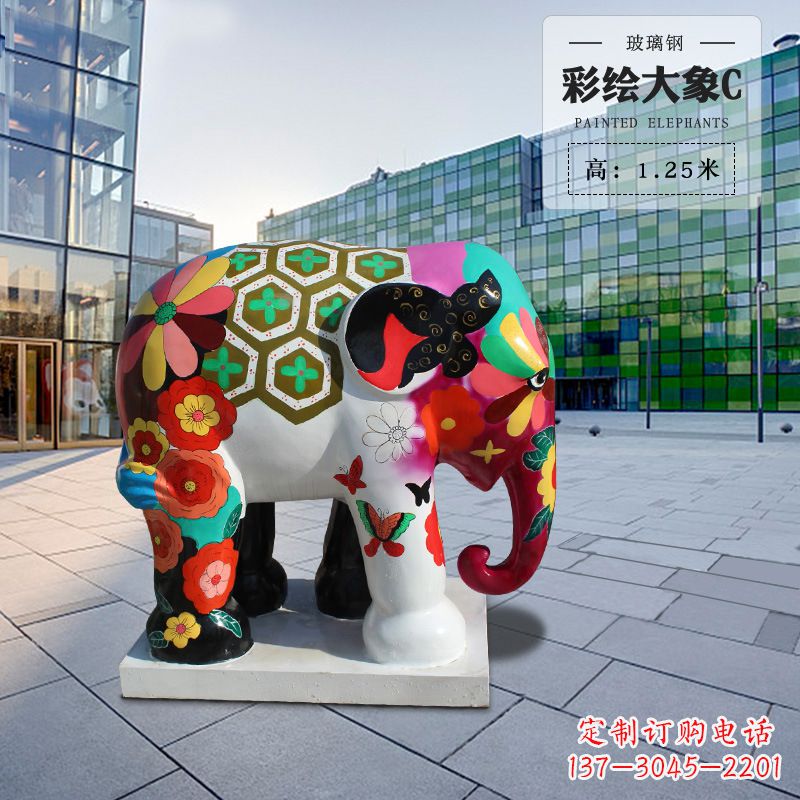 宁夏玻璃钢彩绘大象雕像让大象变得更加活跃