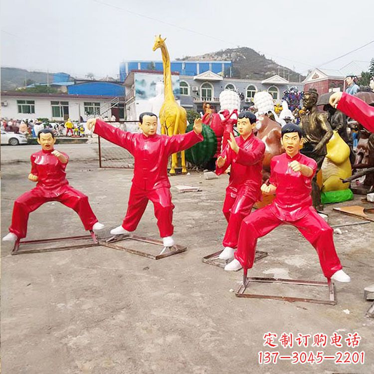 宁夏玻璃钢太极拳雕塑展示中国传统文化