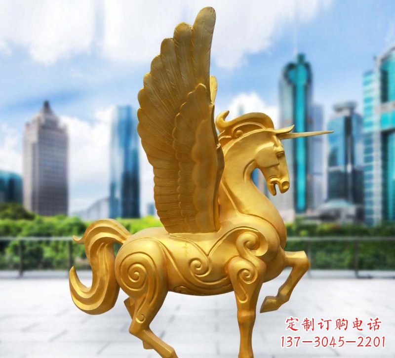 宁夏玻璃钢仿铜独角兽雕塑精美雕塑艺术