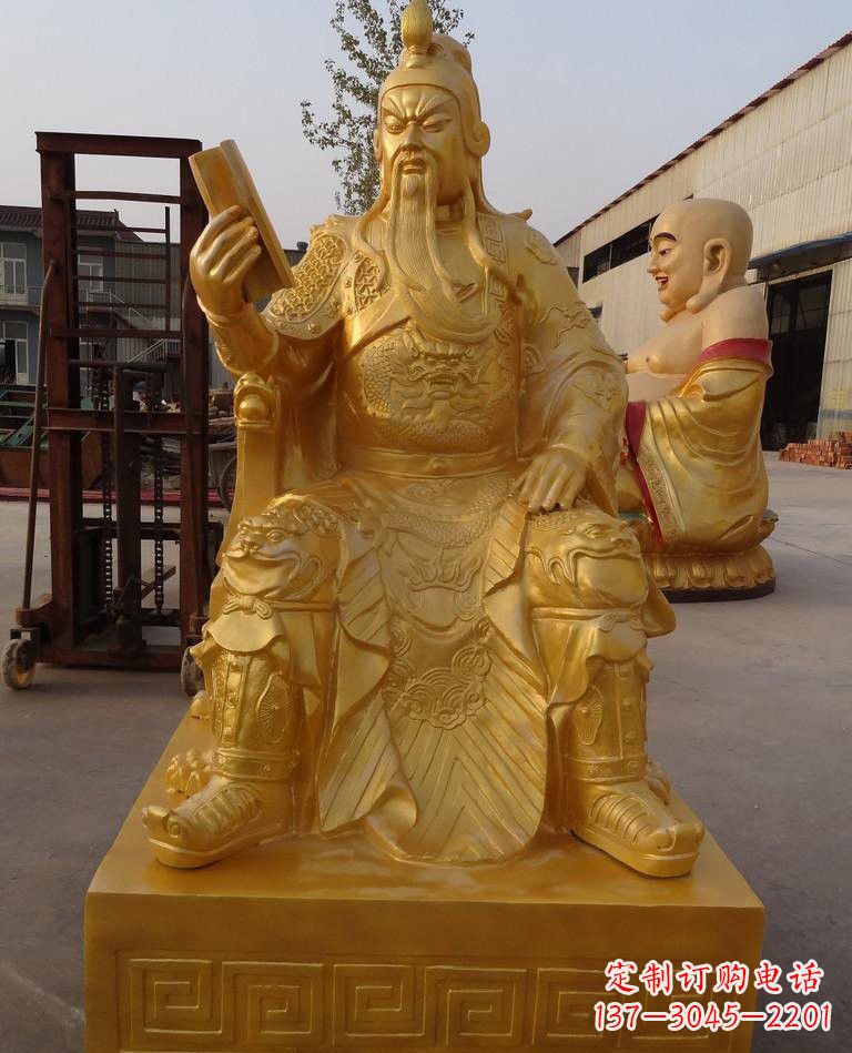宁夏玻璃钢仿铜关公雕塑——传承春秋精神