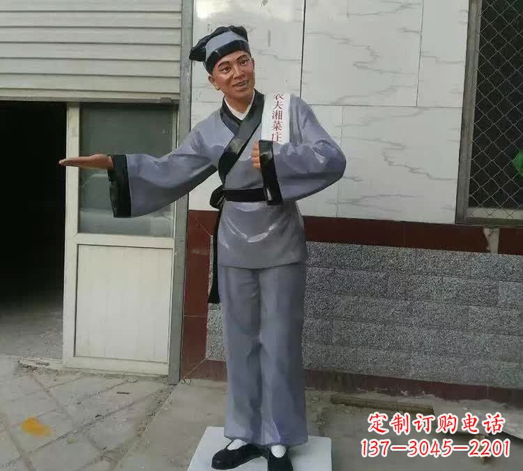 宁夏精致玻璃钢店小二雕塑