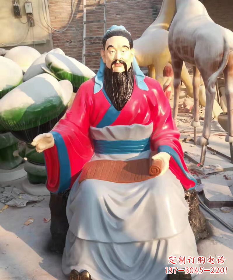 宁夏玻璃钢仿真古代名人孔子讲学雕塑