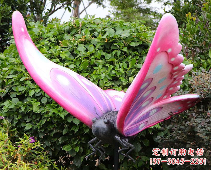 宁夏玻璃钢仿真蝴蝶红色昆虫雕塑
