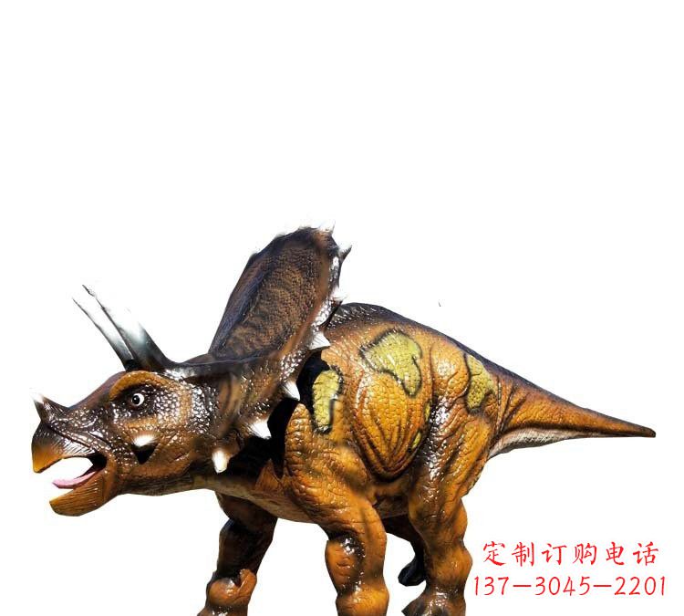 宁夏玻璃钢仿真恐龙三角龙雕塑——古老动物的最佳再现
