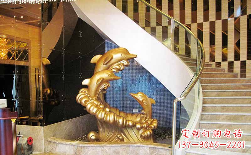 宁夏玻璃钢海豚雕塑精美的艺术精品