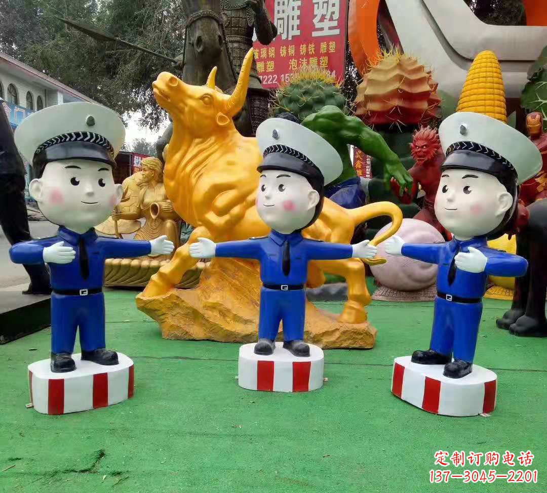 宁夏玻璃钢制作的交通警察雕塑