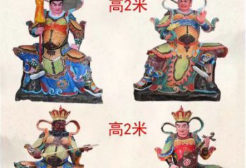 宁夏玻璃钢彩绘四大天王雕塑宏伟壮观的艺术珍品