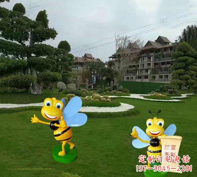 宁夏精美的玻璃钢卡通小蜜蜂雕塑