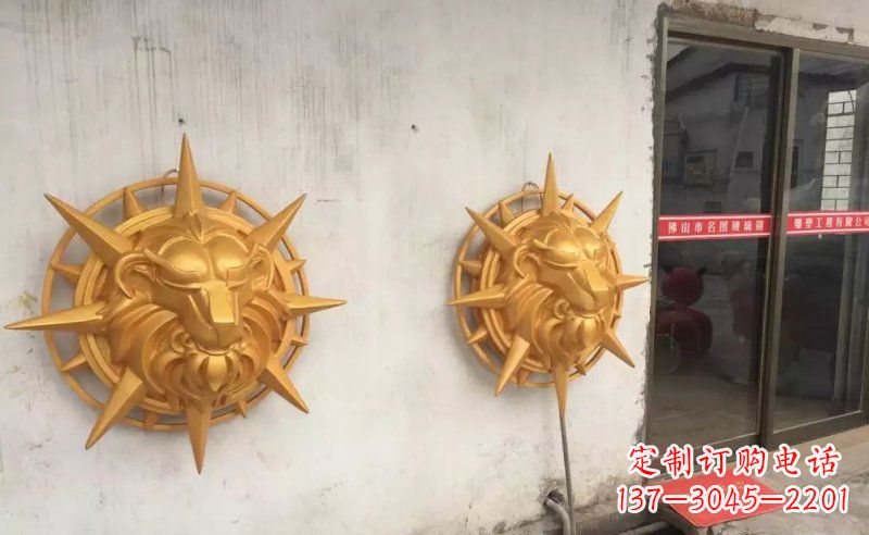 宁夏玻璃钢狮子头雕塑——精美景观装置