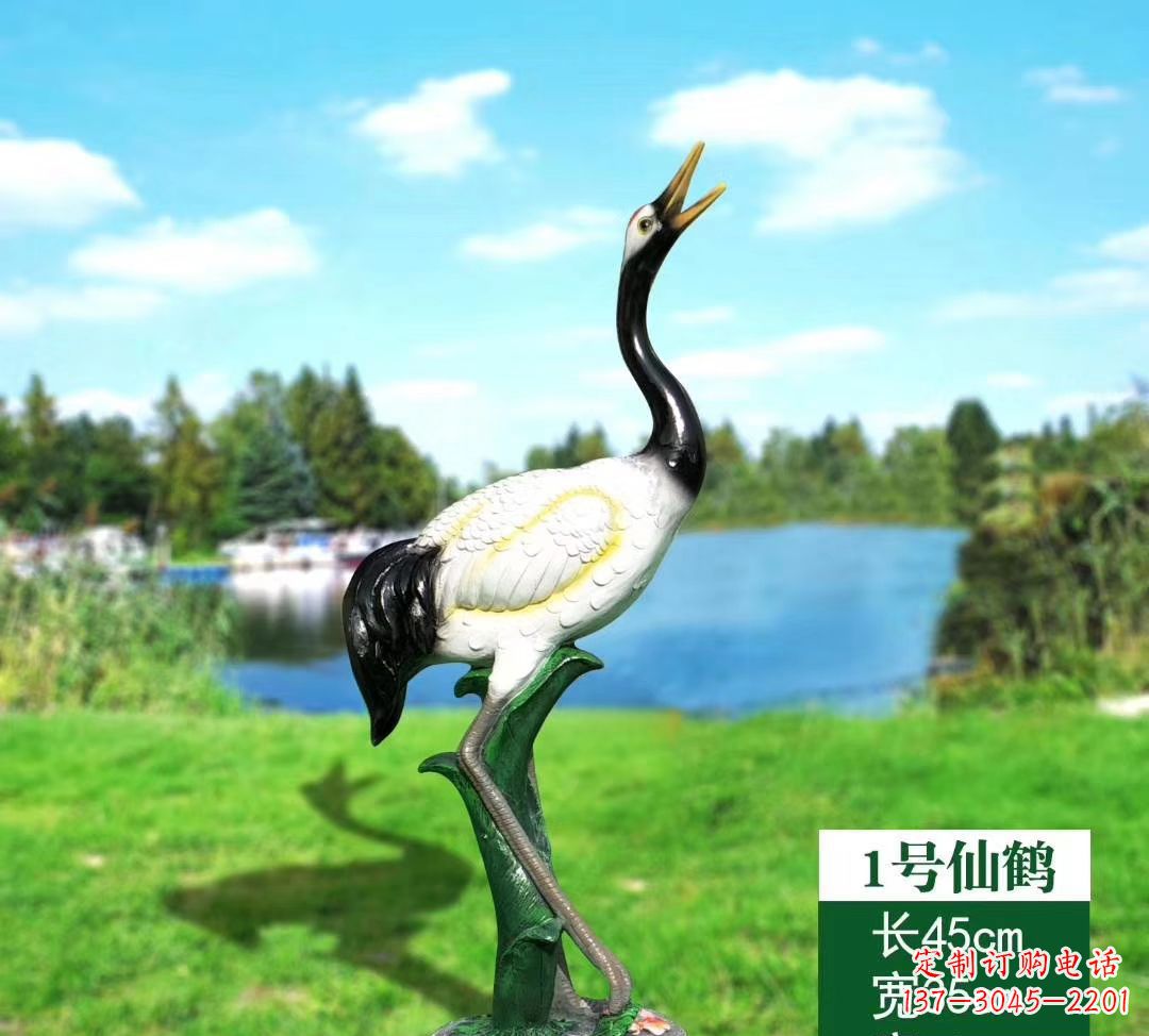 宁夏玻璃钢艺术之美仙鹤雕塑