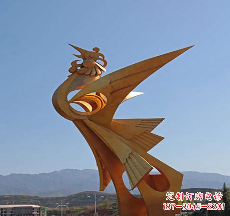 宁夏不锈钢凤凰雕塑传承瑞雪兆丰年