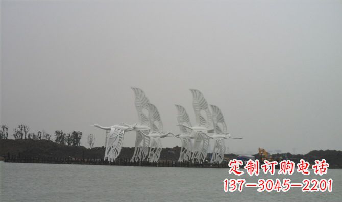 宁夏不锈钢白鹭动物雕塑美丽的艺术作品