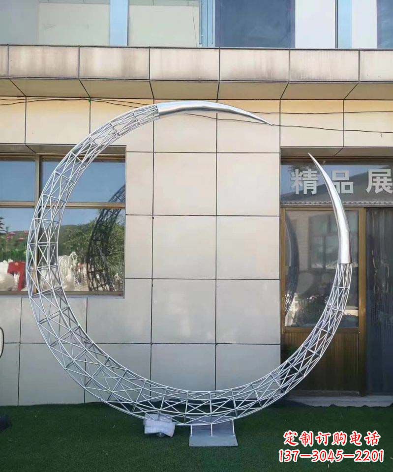 宁夏不锈钢别墅月亮镂空雕塑