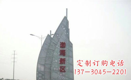 宁夏渤海新区精美不锈钢船帆雕塑
