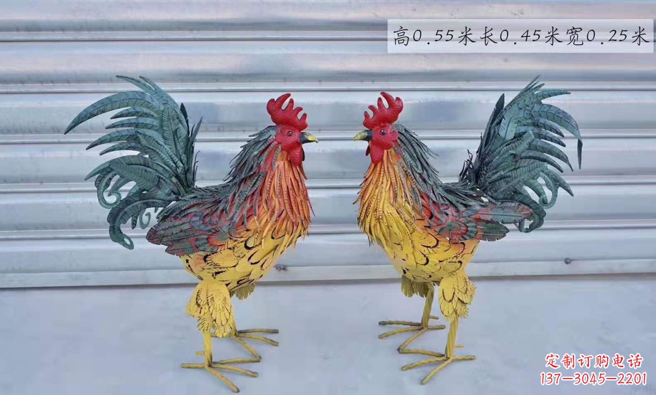 宁夏不锈钢彩绘公鸡雕塑——景观雕塑的精彩绽放