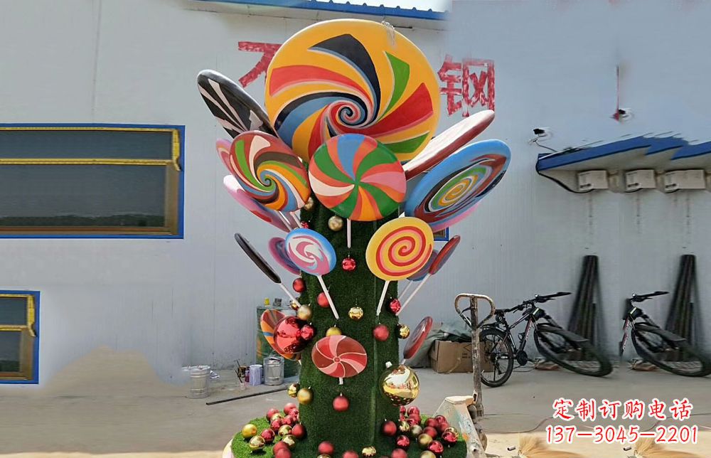 宁夏不锈钢彩色棒棒糖雕塑艺术与景观的完美结合
