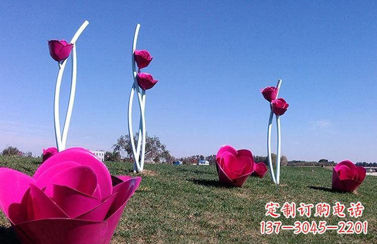 宁夏不锈钢彩色玫瑰雕塑艺术精美的象征
