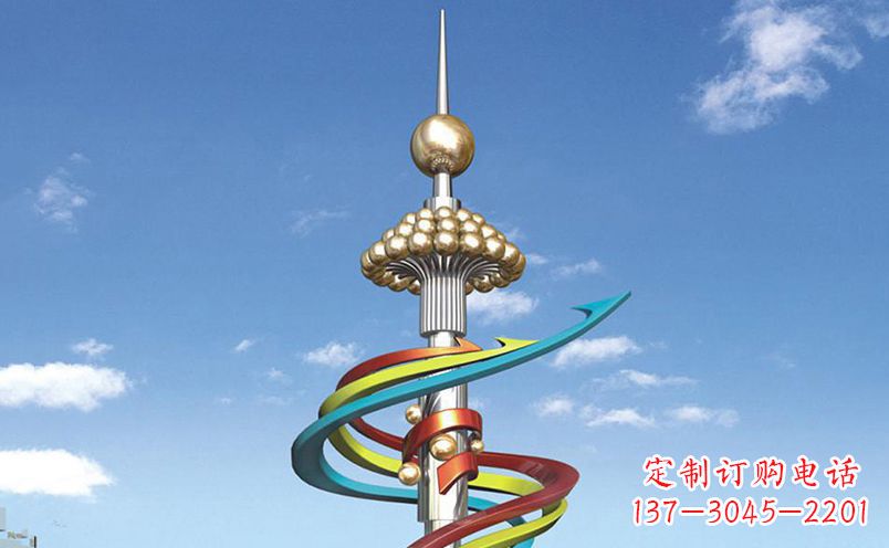 宁夏不锈钢飘带彩色雕塑——缤纷空间的艺术美学