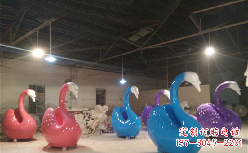宁夏不锈钢彩色天鹅——精美的动物雕塑