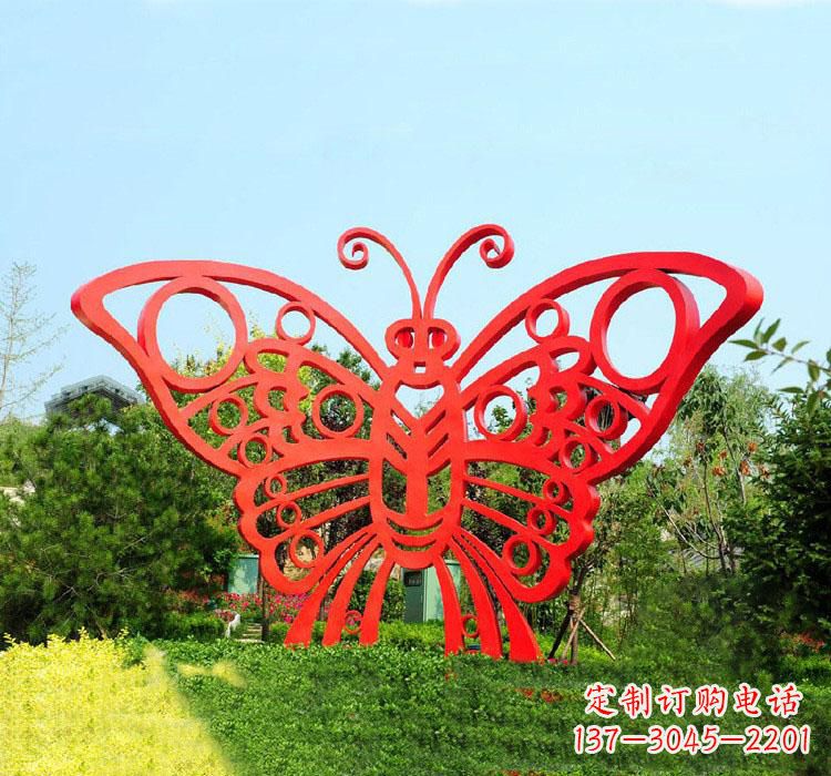 宁夏不锈钢草坪蝴蝶雕塑让草坪绽放蝴蝶之美