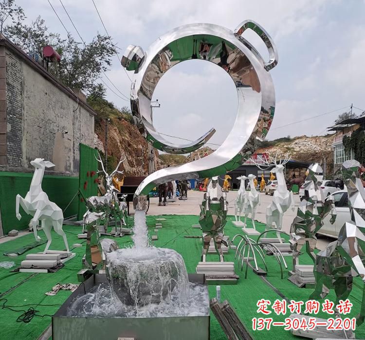 宁夏不锈钢茶壶雕塑精致美观的艺术品