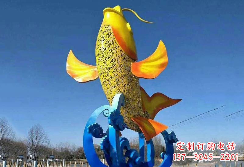 宁夏不锈钢鲤鱼雕塑——城市的一道风景线