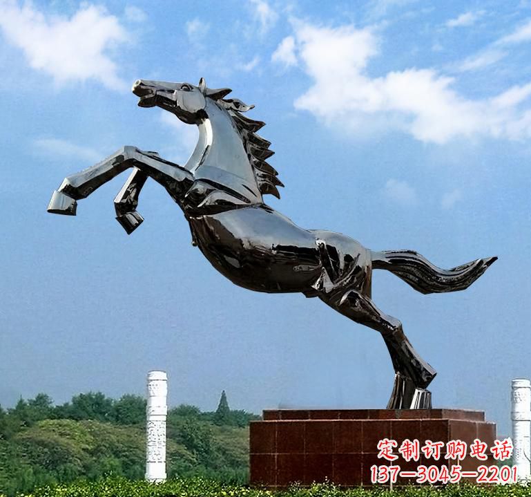 宁夏不锈钢城市艺术奔马雕塑精美的艺术之作
