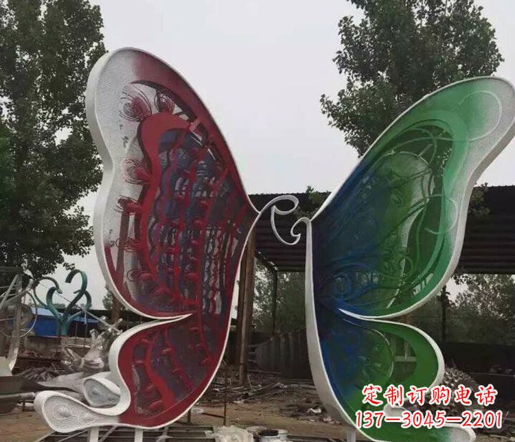 宁夏不锈钢抽象彩色蝴蝶公园动物雕塑