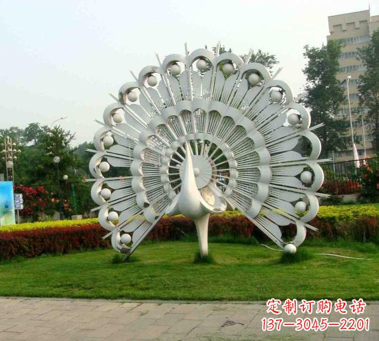 宁夏不锈钢抽象动物孔雀雕塑