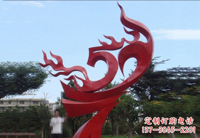 宁夏不锈钢凤凰涅槃雕塑——象征着新生