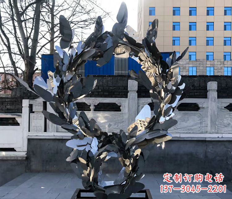 宁夏不锈钢蝴蝶花环景观雕塑