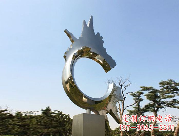 宁夏不锈钢抽象龙头雕塑