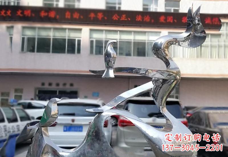 宁夏不锈钢抽象人物和平鸽雕塑