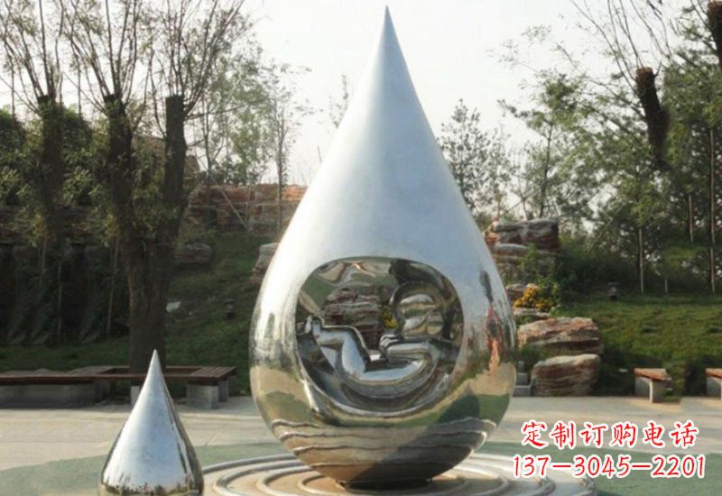 宁夏不锈钢抽象生命之源水滴雕塑