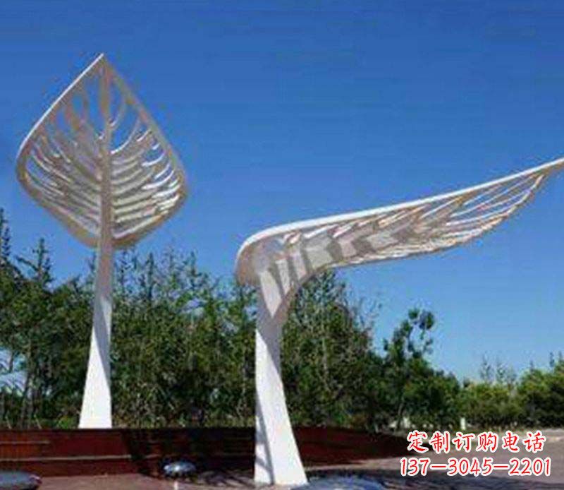 宁夏精美不锈钢树叶雕塑