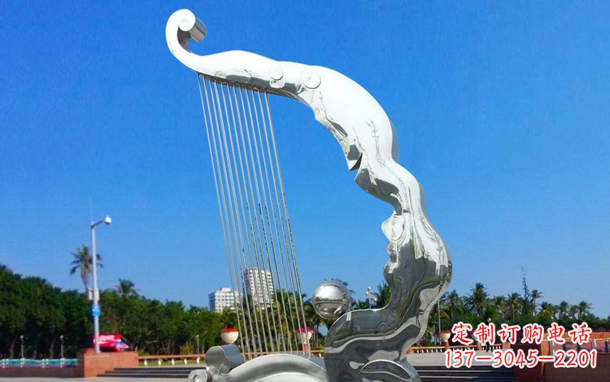 宁夏不锈钢竖琴广场雕塑